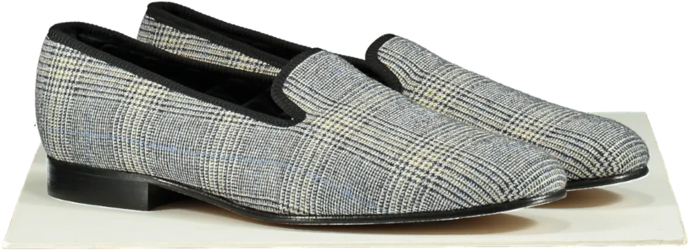 Lord Loafers Black/Grey Plaid Handmade Loafers UK 11
