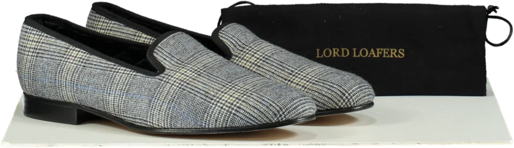 Lord Loafers Black/Grey Plaid Handmade Loafers UK 11