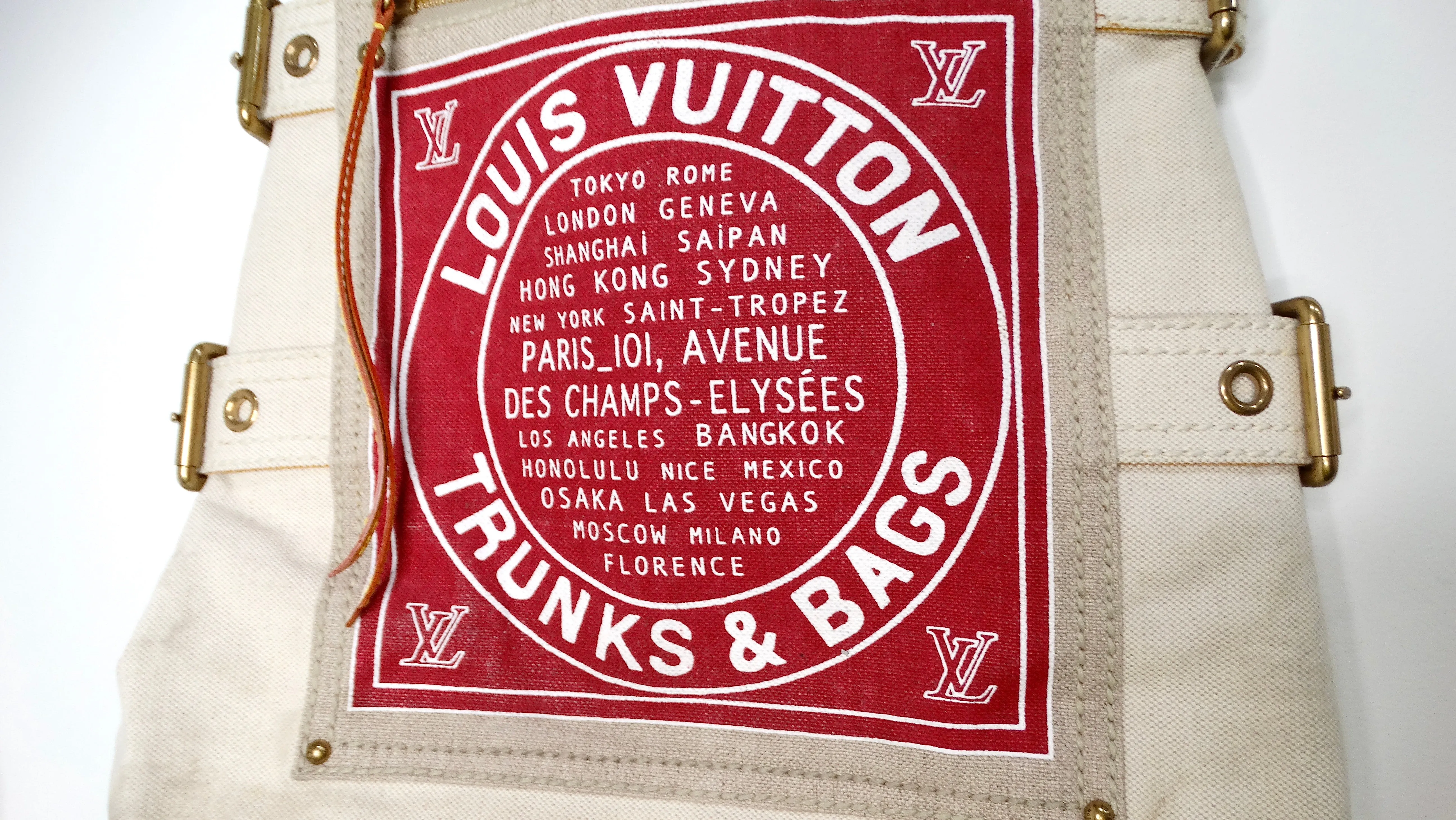 Louis Vuitton Cruise Line Globe Shopper Canvas PM Cream Tote Bag
