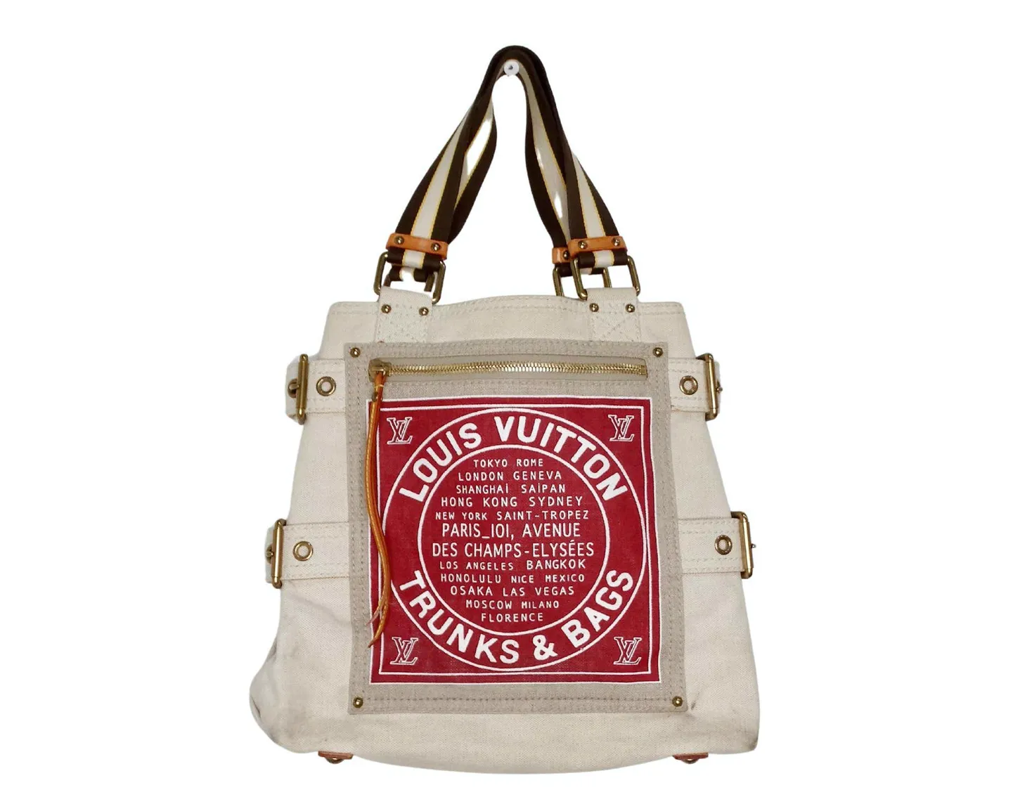 Louis Vuitton Cruise Line Globe Shopper Canvas PM Cream Tote Bag