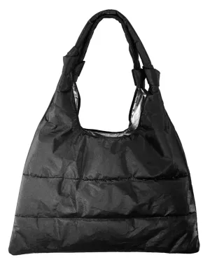 Love Me "Knot" Puffer Purse Tote in Shimmer Black