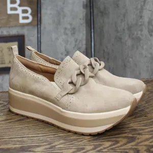 Mad Love Maryanne Platform Loafers with Memory Foam Insole Taupe Brown 8.5M