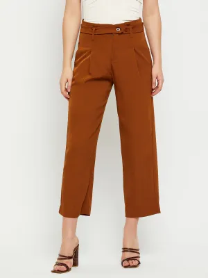 Madame Mid Rise Rust Brown Ankle Length Trouser