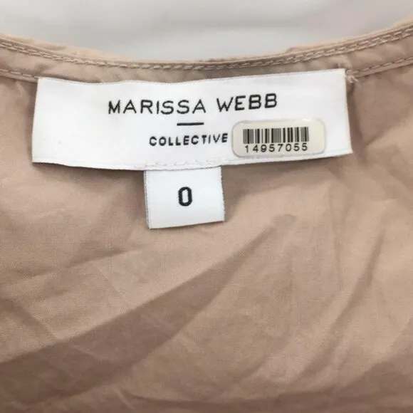 Marissa Webb Collective Ruffle Wrap Cotton Mini Dress Khaki Tan Women's Size 0