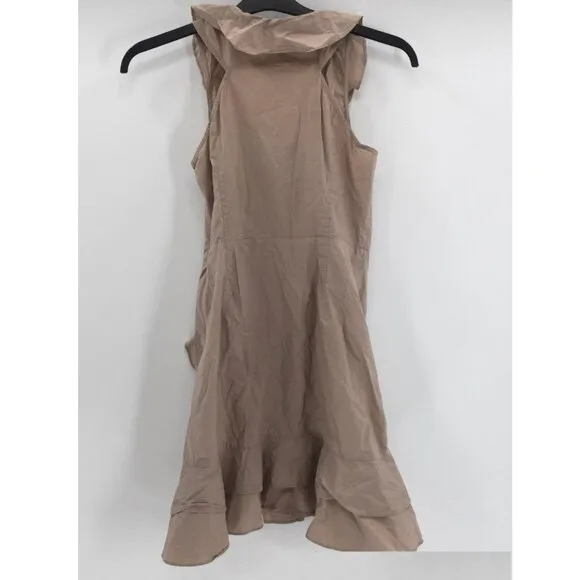 Marissa Webb Collective Ruffle Wrap Cotton Mini Dress Khaki Tan Women's Size 0