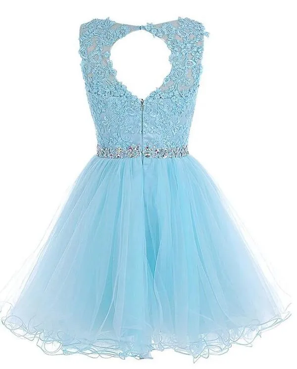 Maroon Tulle Lace and Beaded Homecoming Dress, Lovely Blue Formal Dress