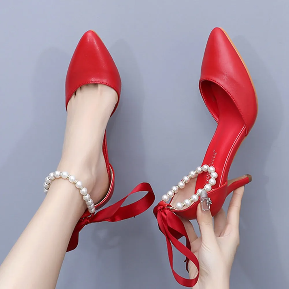 Matte Soft PU Leather Pointed Toe High Heels