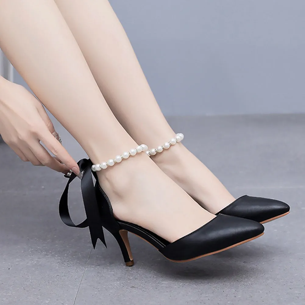 Matte Soft PU Leather Pointed Toe High Heels