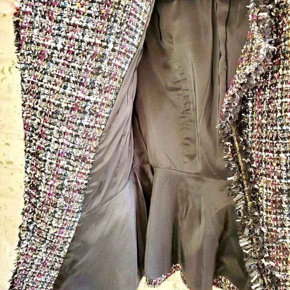 MCGINN Womens Tweed Style Blazer Multi-Color Business Jacket Work Casual Size 8