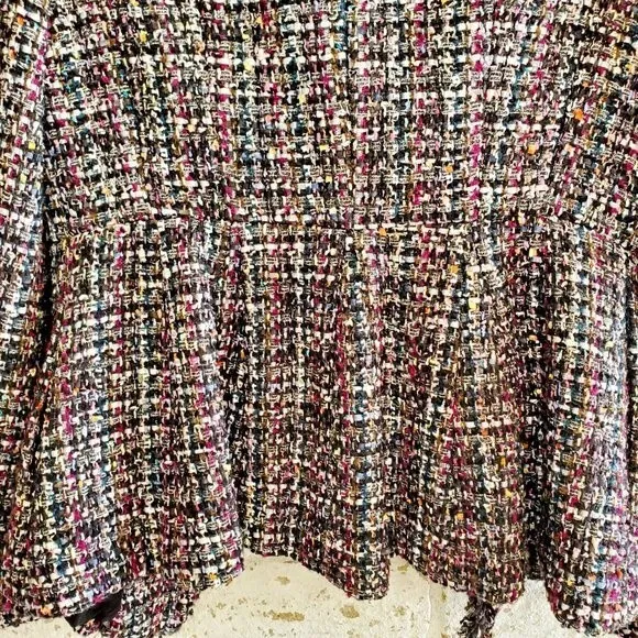 MCGINN Womens Tweed Style Blazer Multi-Color Business Jacket Work Casual Size 8