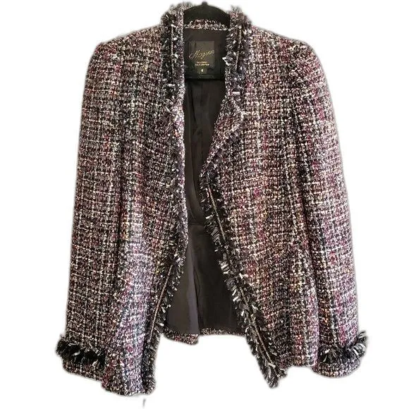 MCGINN Womens Tweed Style Blazer Multi-Color Business Jacket Work Casual Size 8
