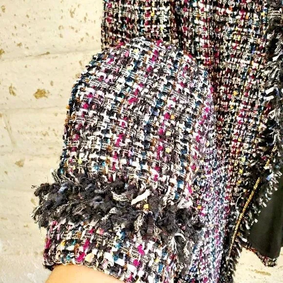MCGINN Womens Tweed Style Blazer Multi-Color Business Jacket Work Casual Size 8
