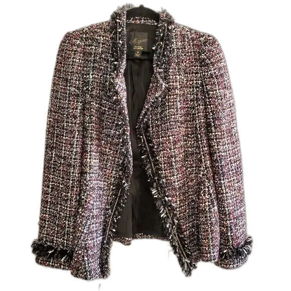 MCGINN Womens Tweed Style Blazer Multi-Color Business Jacket Work Casual Size 8
