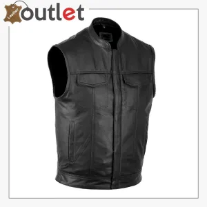 Mens Black Classic Leather Vest