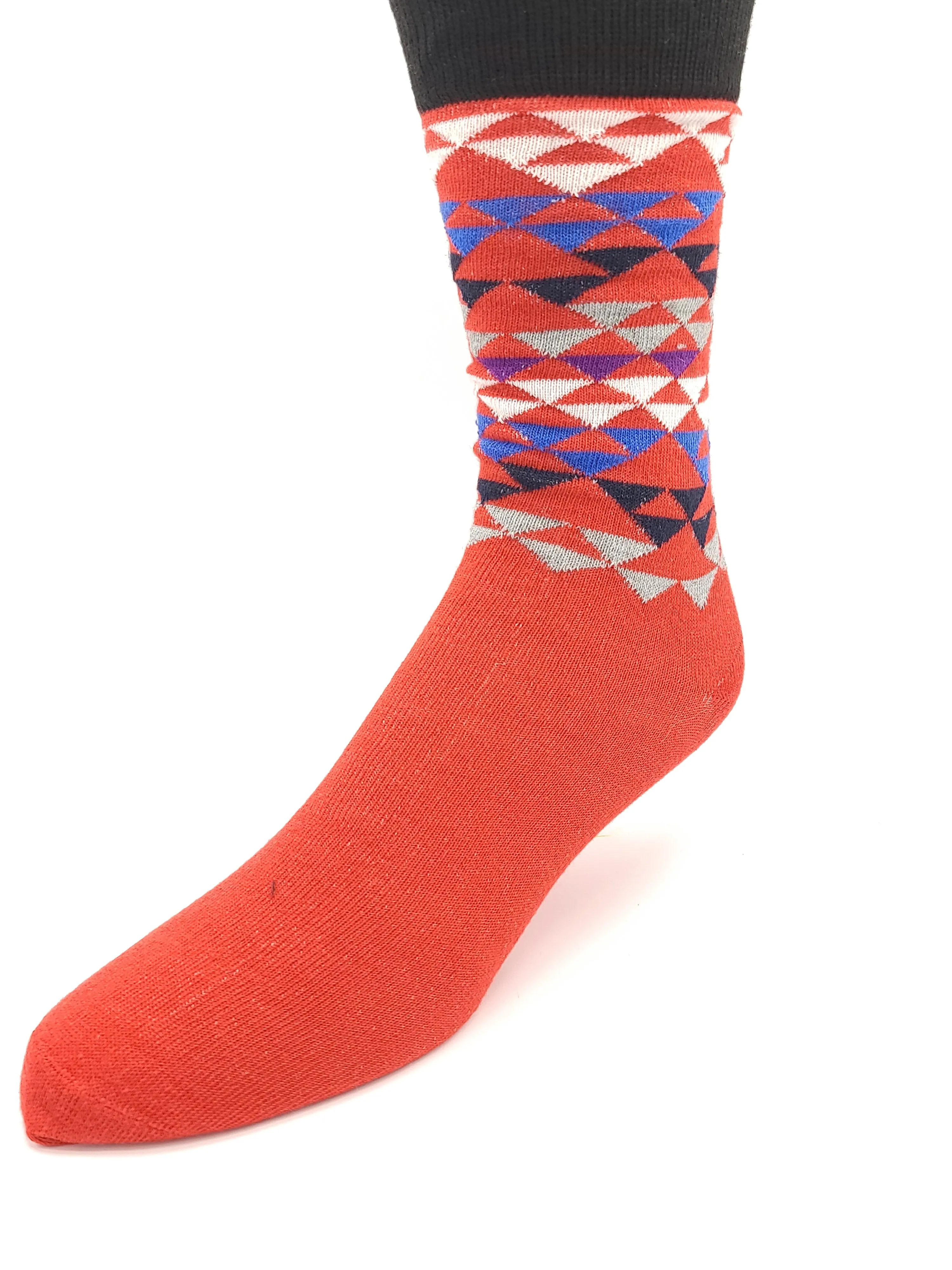Men’s Casual Crew Dress Socks - Argyle Print