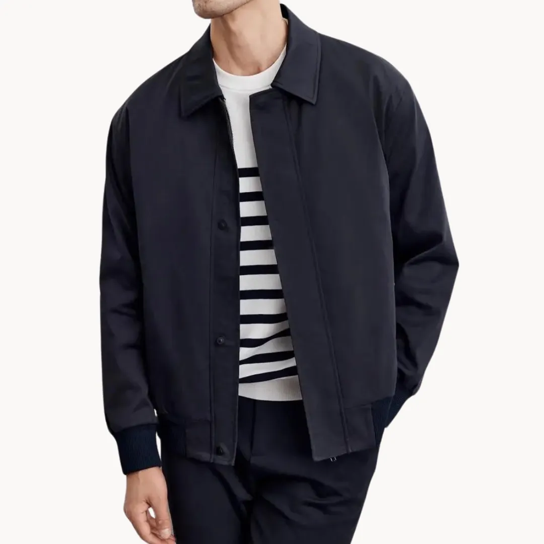 Men’s Casual Jacket – Snap Button Closure – Minimalist Design – Lightweight Smart Outerwear