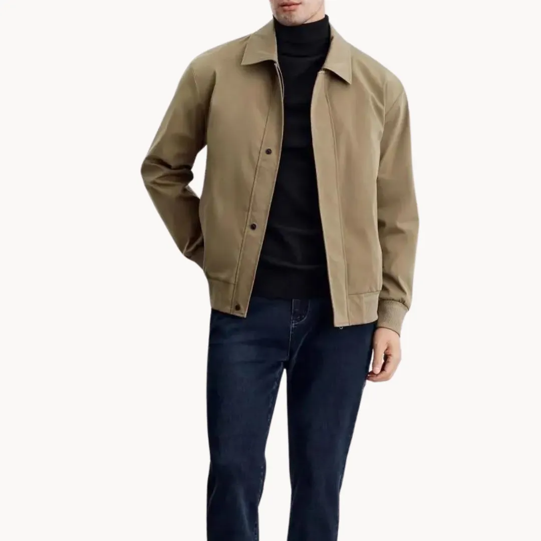 Men’s Casual Jacket – Snap Button Closure – Minimalist Design – Lightweight Smart Outerwear