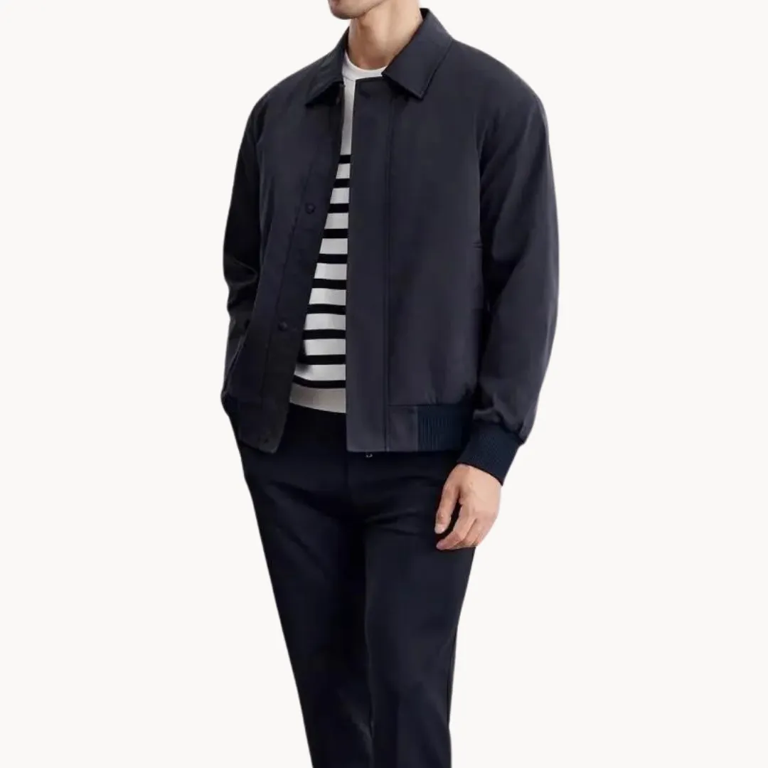 Men’s Casual Jacket – Snap Button Closure – Minimalist Design – Lightweight Smart Outerwear