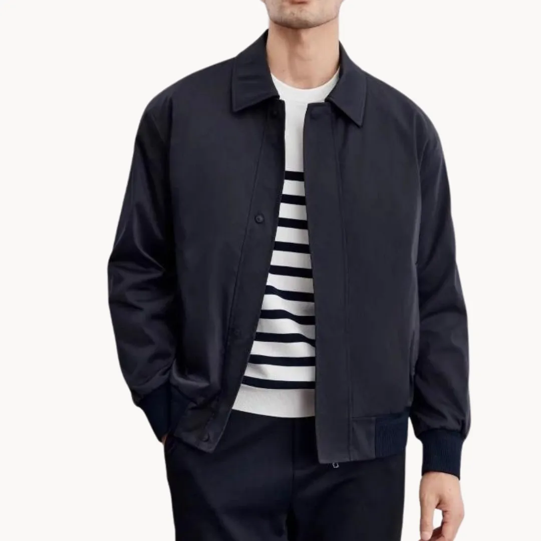 Men’s Casual Jacket – Snap Button Closure – Minimalist Design – Lightweight Smart Outerwear