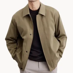 Men’s Casual Jacket – Snap Button Closure – Minimalist Design – Lightweight Smart Outerwear