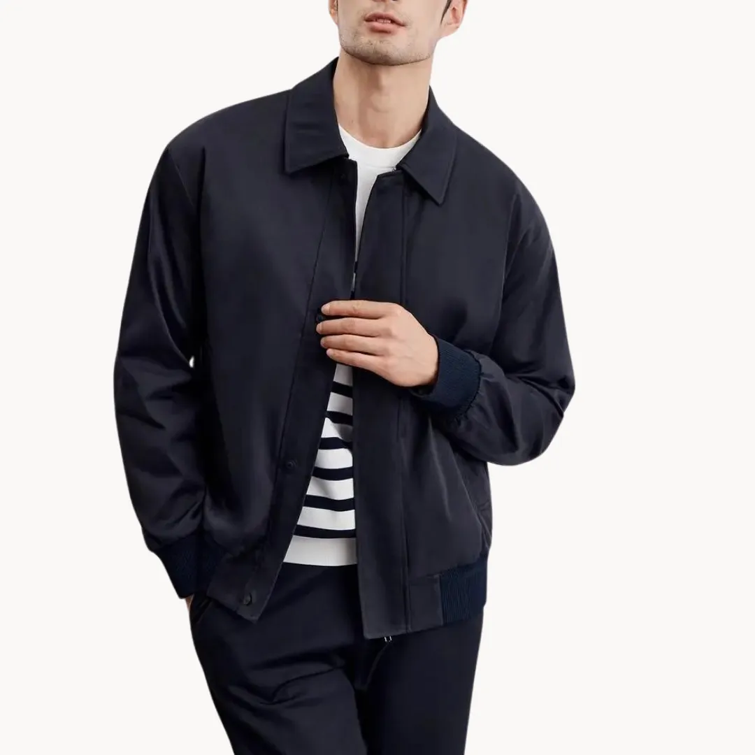Men’s Casual Jacket – Snap Button Closure – Minimalist Design – Lightweight Smart Outerwear