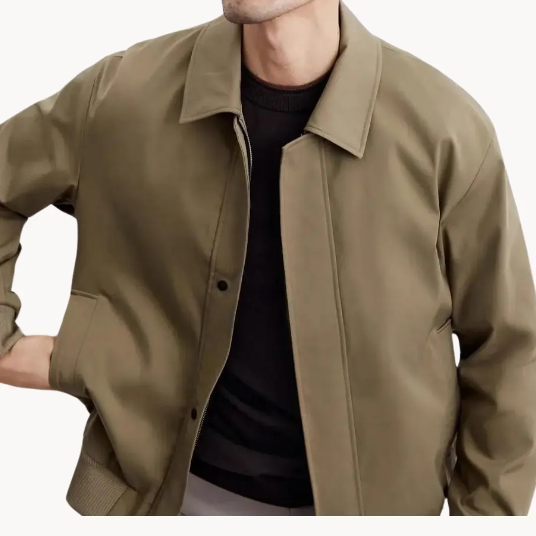 Men’s Casual Jacket – Snap Button Closure – Minimalist Design – Lightweight Smart Outerwear