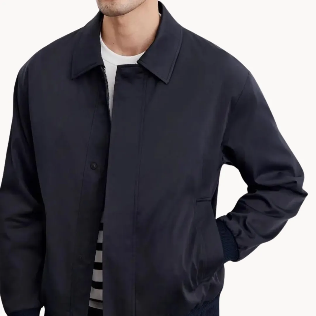 Men’s Casual Jacket – Snap Button Closure – Minimalist Design – Lightweight Smart Outerwear