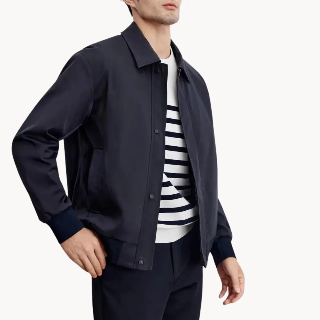 Men’s Casual Jacket – Snap Button Closure – Minimalist Design – Lightweight Smart Outerwear
