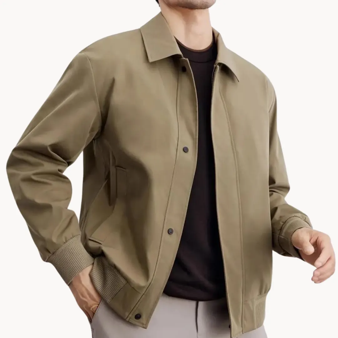 Men’s Casual Jacket – Snap Button Closure – Minimalist Design – Lightweight Smart Outerwear