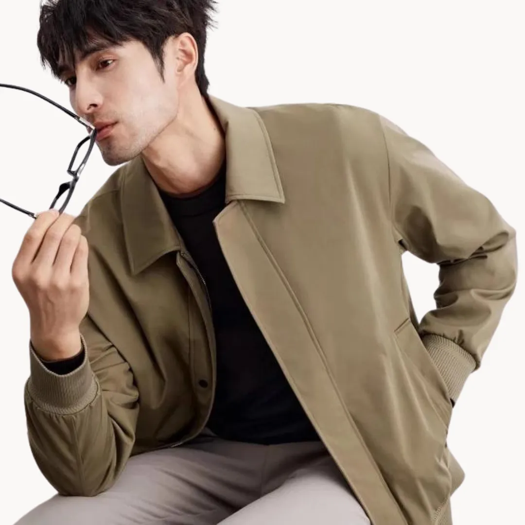 Men’s Casual Jacket – Snap Button Closure – Minimalist Design – Lightweight Smart Outerwear