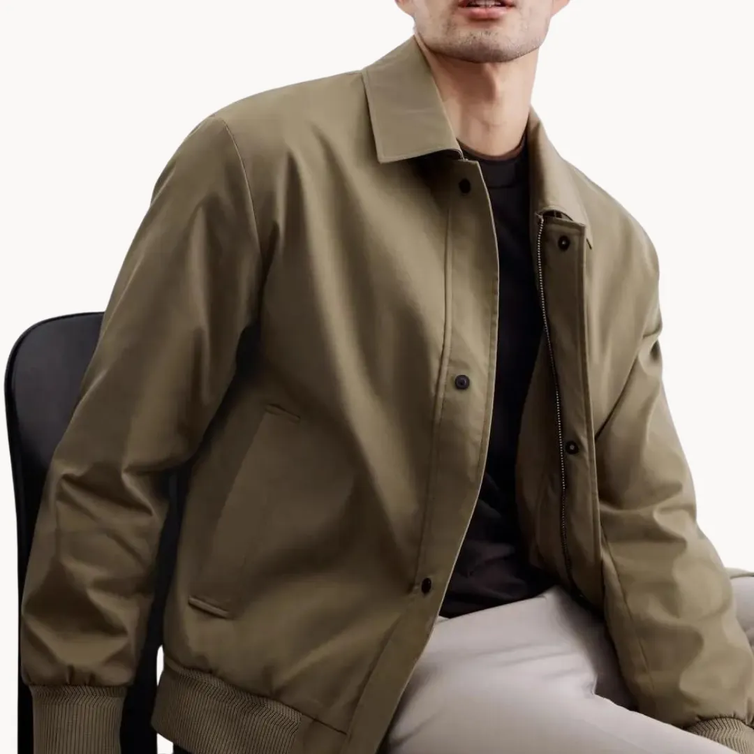 Men’s Casual Jacket – Snap Button Closure – Minimalist Design – Lightweight Smart Outerwear