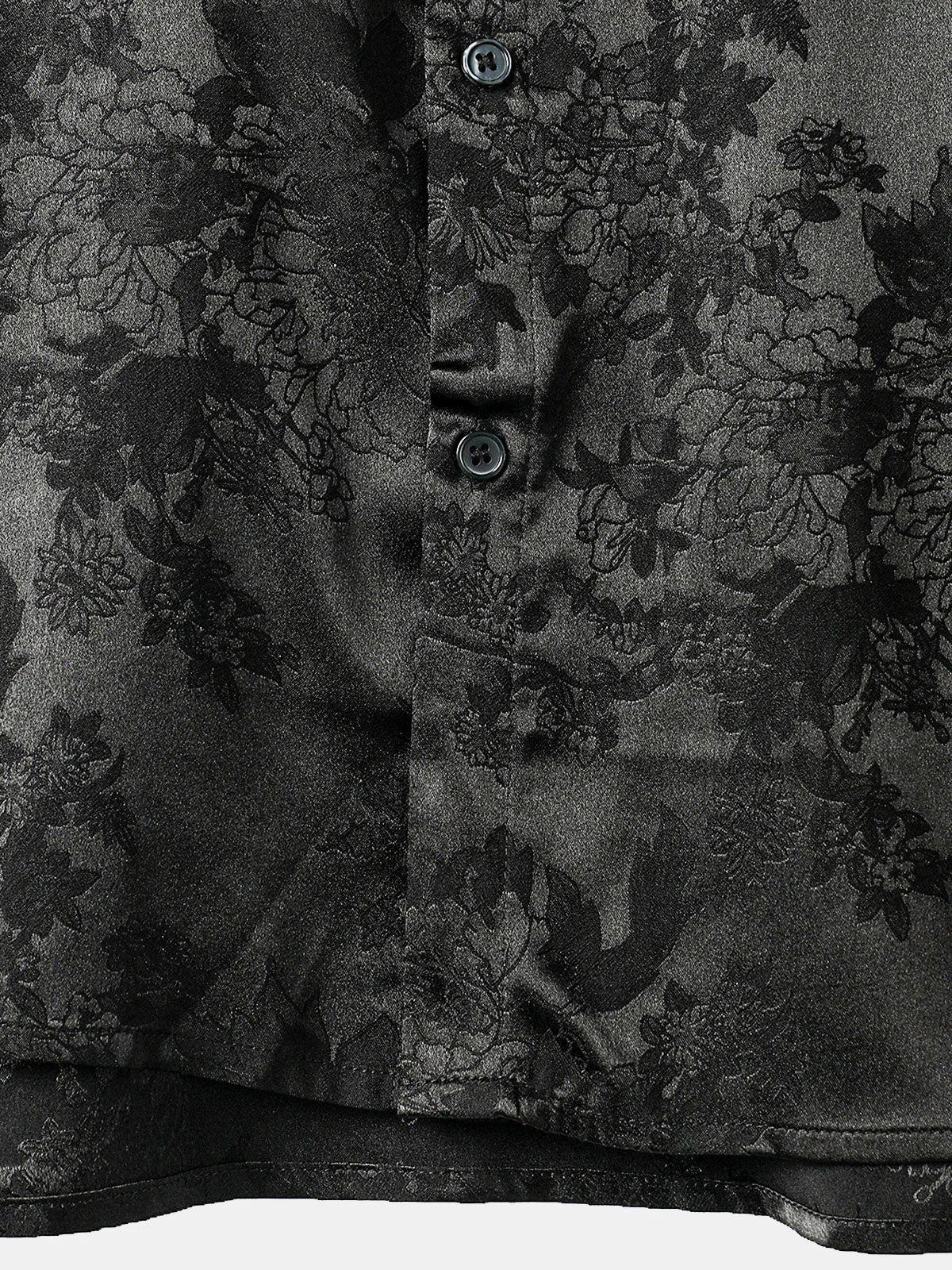 Men's Casual Jacquard Silk Satin Floral Pocket Short Sleeve Shirt