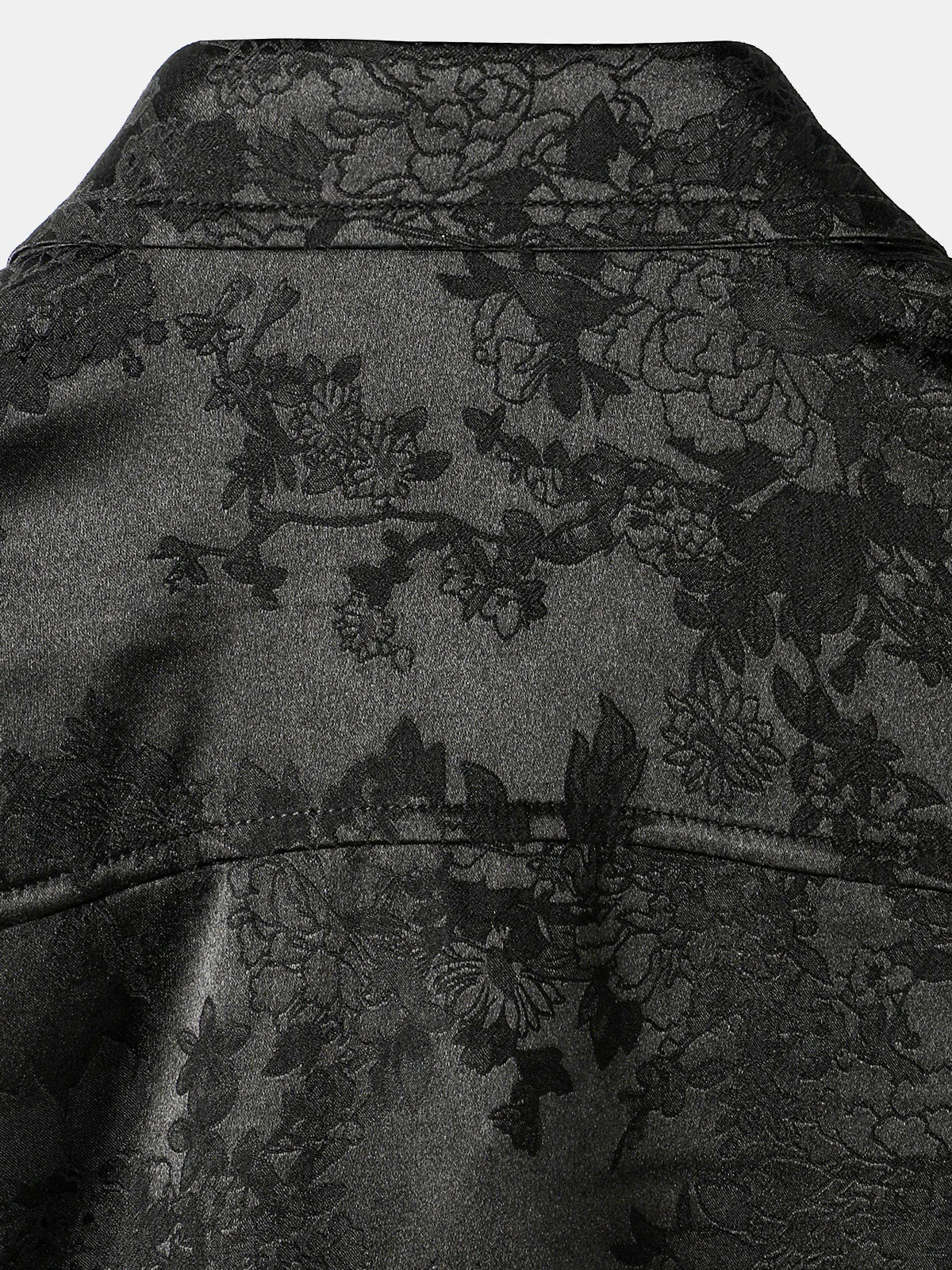 Men's Casual Jacquard Silk Satin Floral Pocket Short Sleeve Shirt