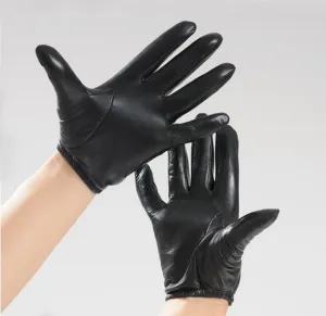 Men's Casual Short Classic Black Leather Gloves