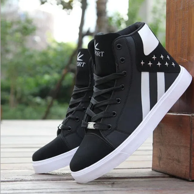 Men's Casual Skateboarding Shoes High Top Sneakers Sports Shoes  Breathable Hip Hop Walking Shoes Street Shoes Chaussure Homme