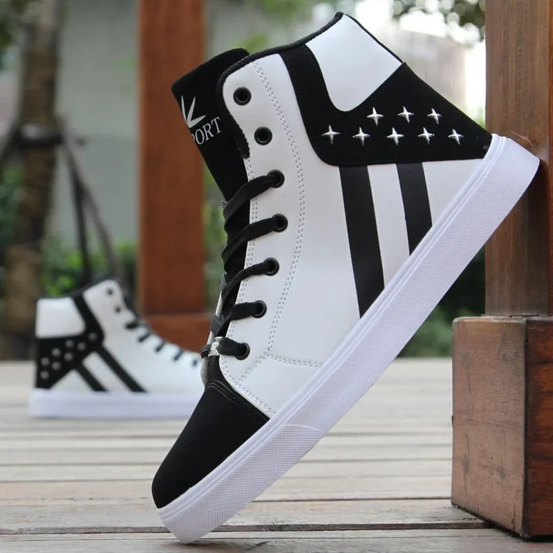 Men's Casual Skateboarding Shoes High Top Sneakers Sports Shoes  Breathable Hip Hop Walking Shoes Street Shoes Chaussure Homme