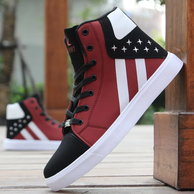 Men's Casual Skateboarding Shoes High Top Sneakers Sports Shoes  Breathable Hip Hop Walking Shoes Street Shoes Chaussure Homme