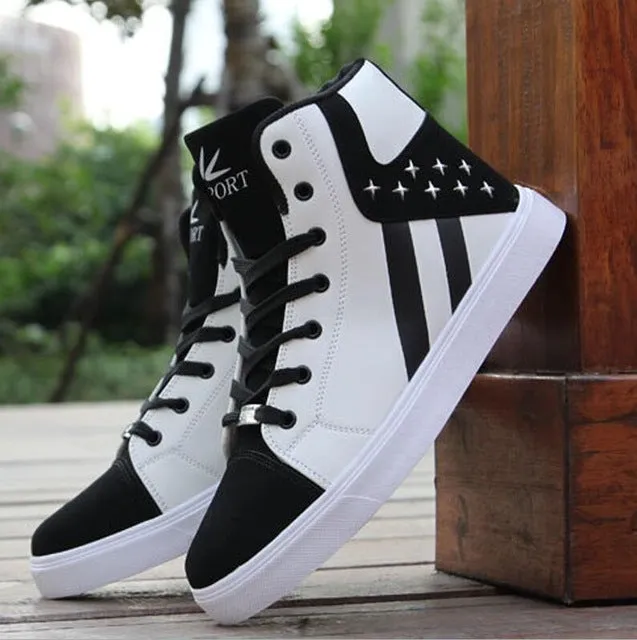 Men's Casual Skateboarding Shoes High Top Sneakers Sports Shoes  Breathable Hip Hop Walking Shoes Street Shoes Chaussure Homme