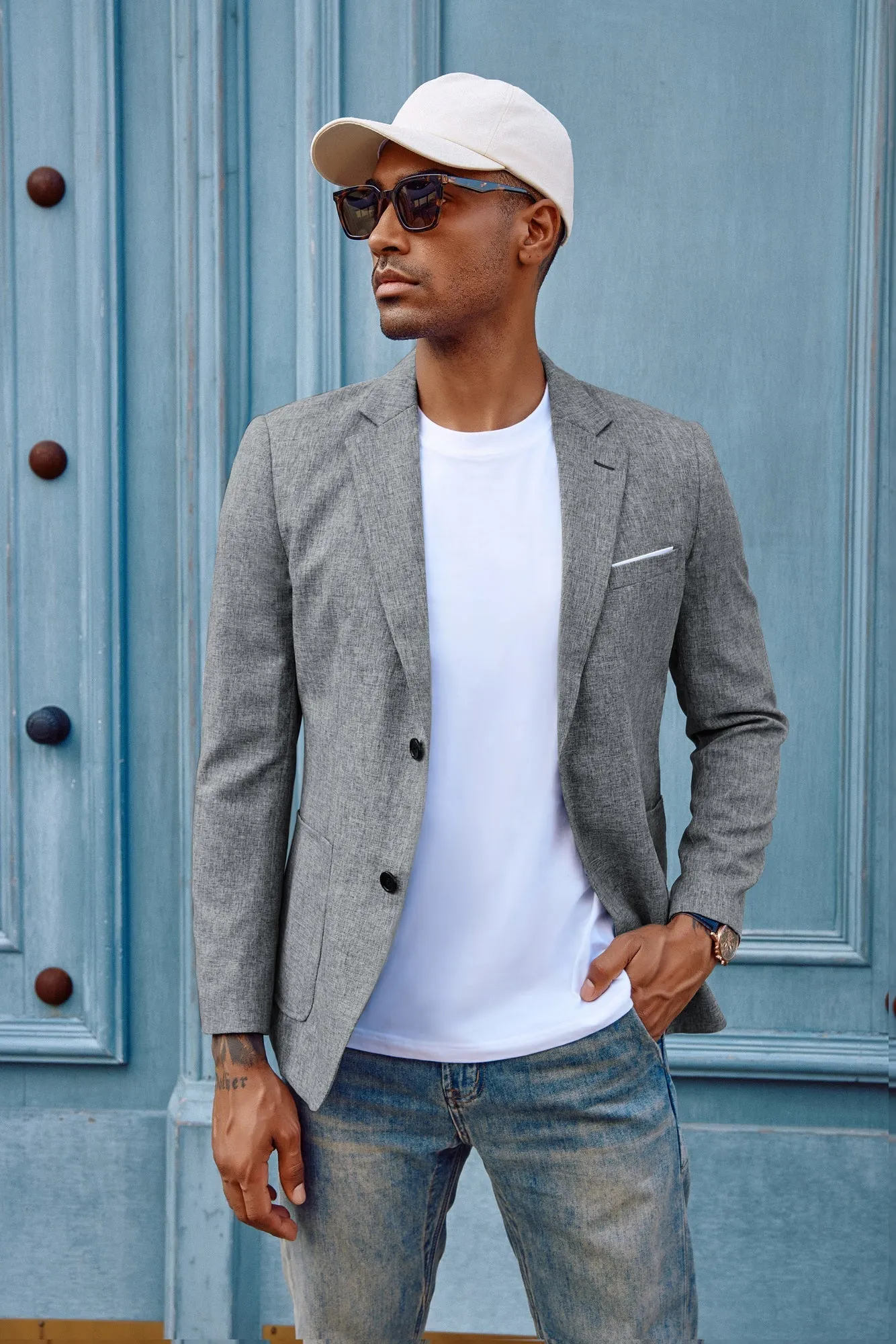 Men's Casual Sport Coat Blazer Two Buttons Lightweight Business Jackets