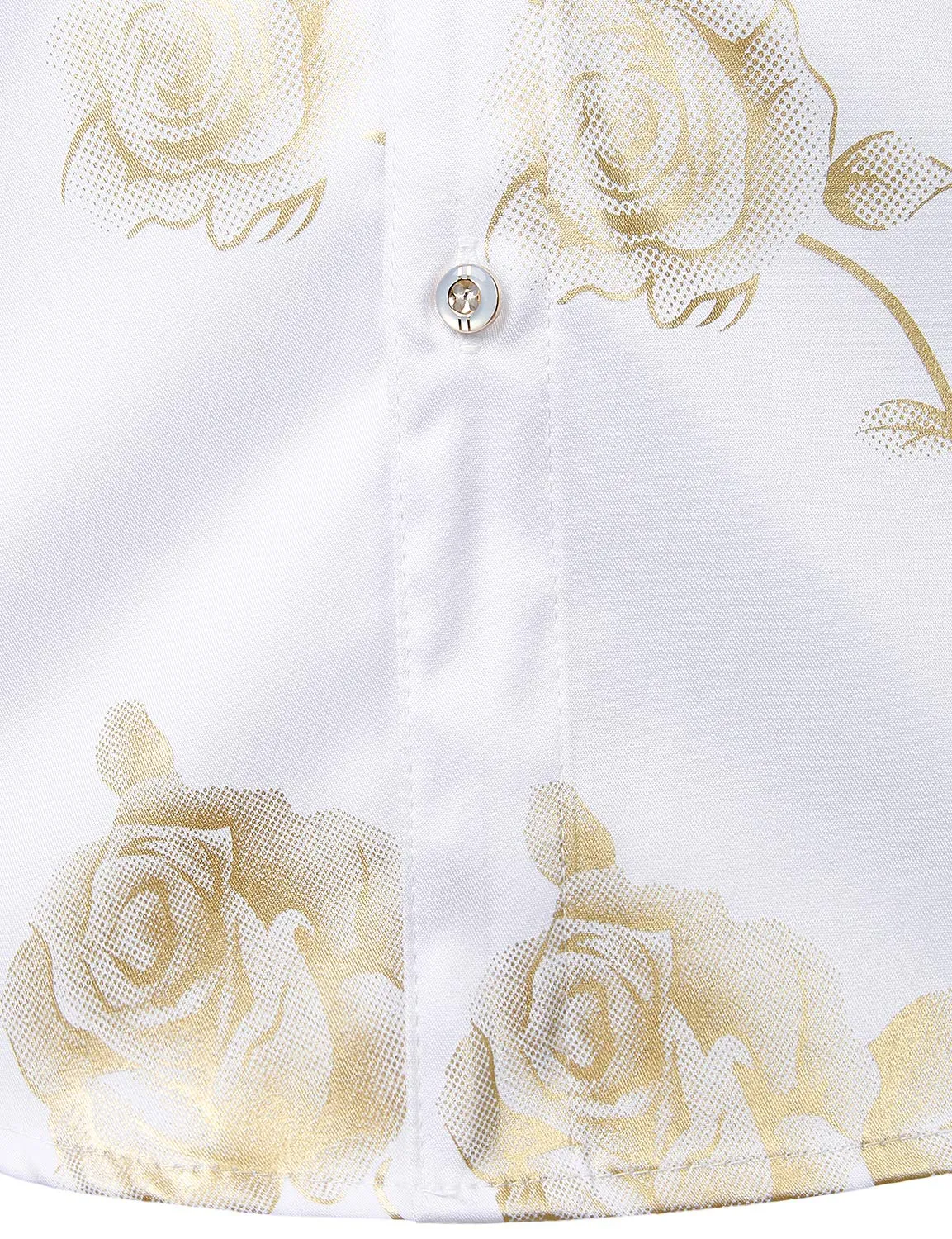 Men's Casual Yellow Rose Floral Print Button Up Long Sleeve Dress Shirt