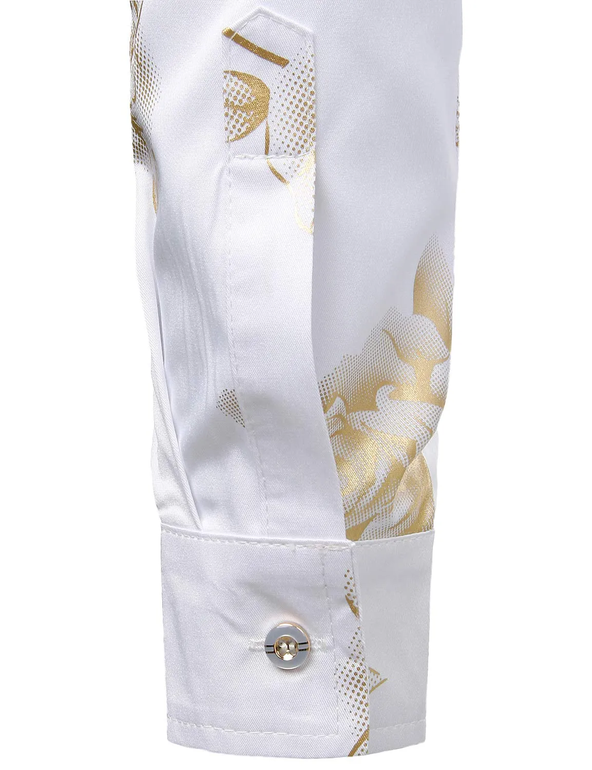 Men's Casual Yellow Rose Floral Print Button Up Long Sleeve Dress Shirt