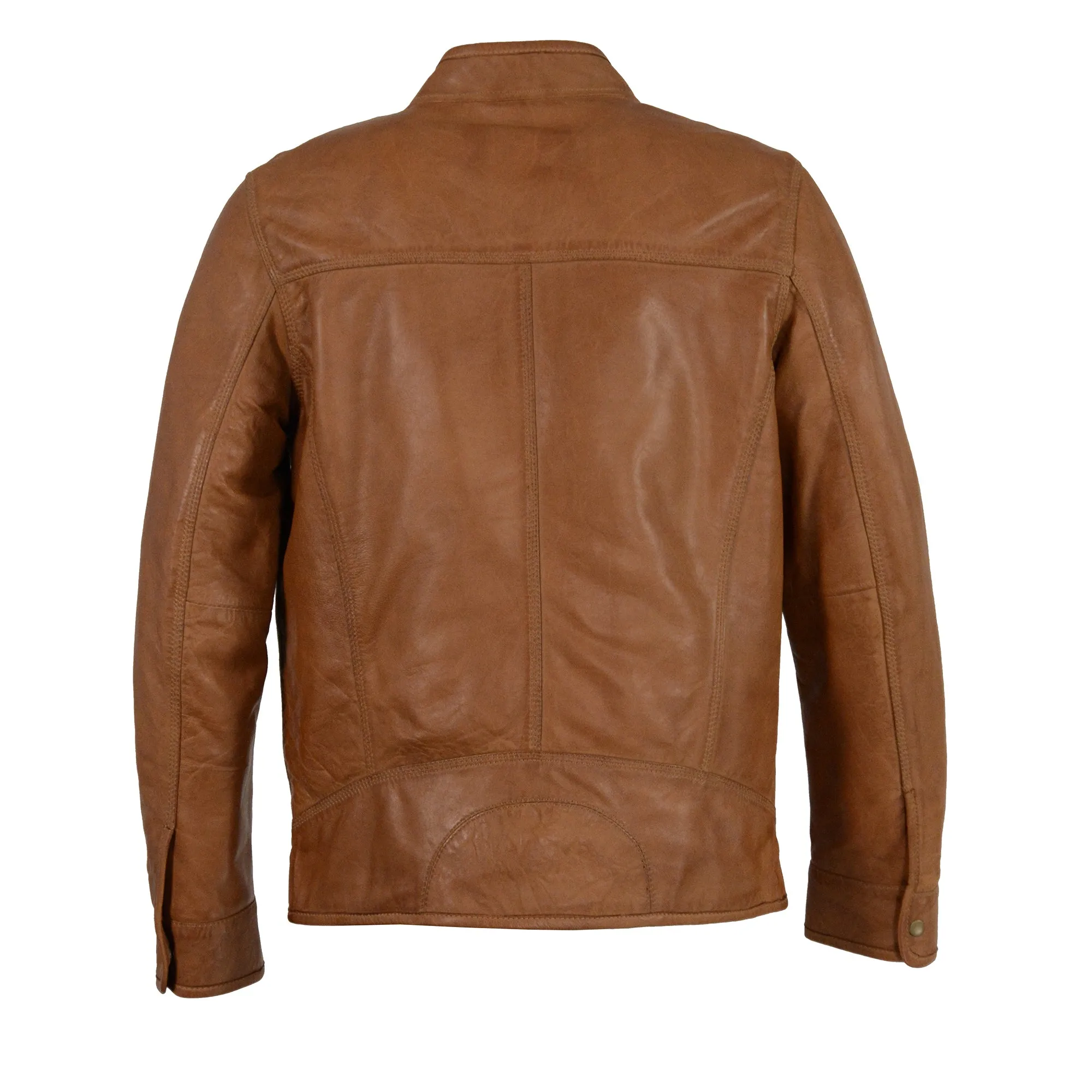 Men's Classic Moto Leather Jacket w/ Zipper Front