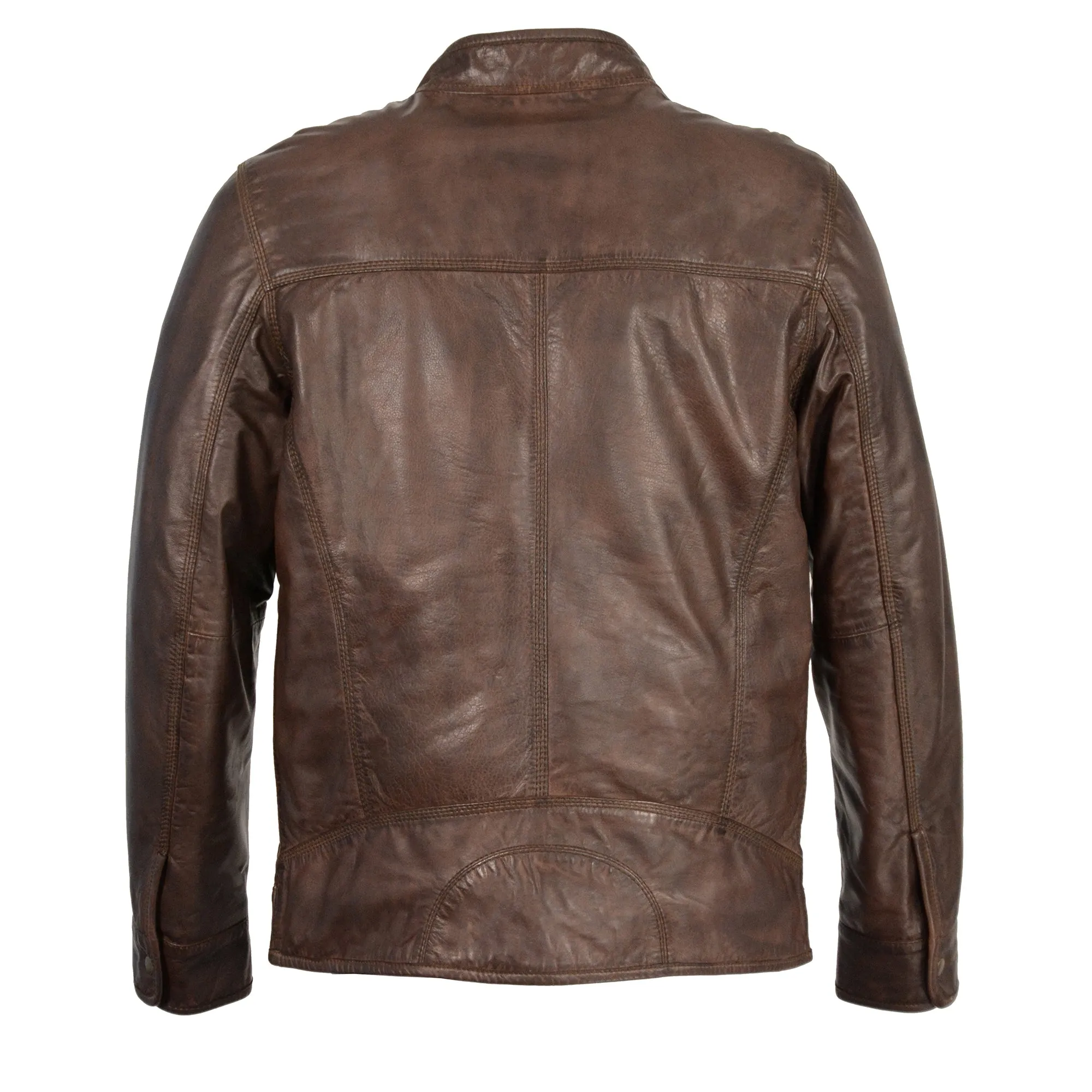 Men's Classic Moto Leather Jacket w/ Zipper Front