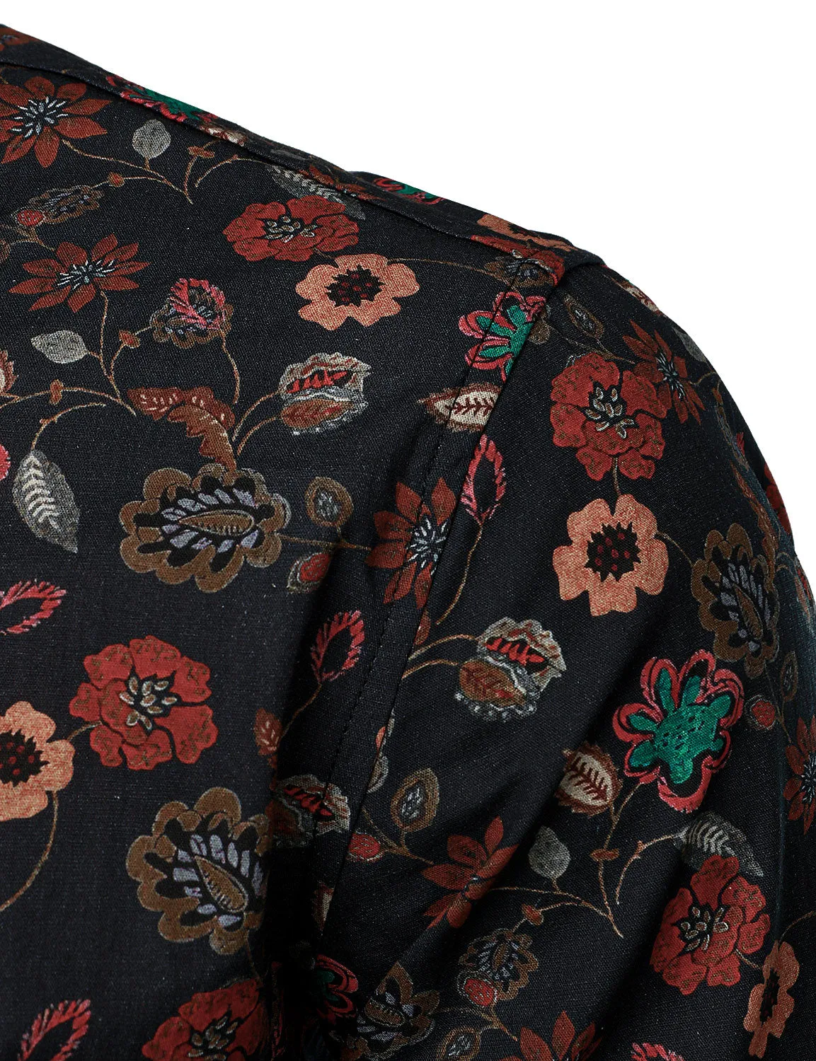 Men's Floral Button Up Vintage Long Sleeve Casual Dress Shirt