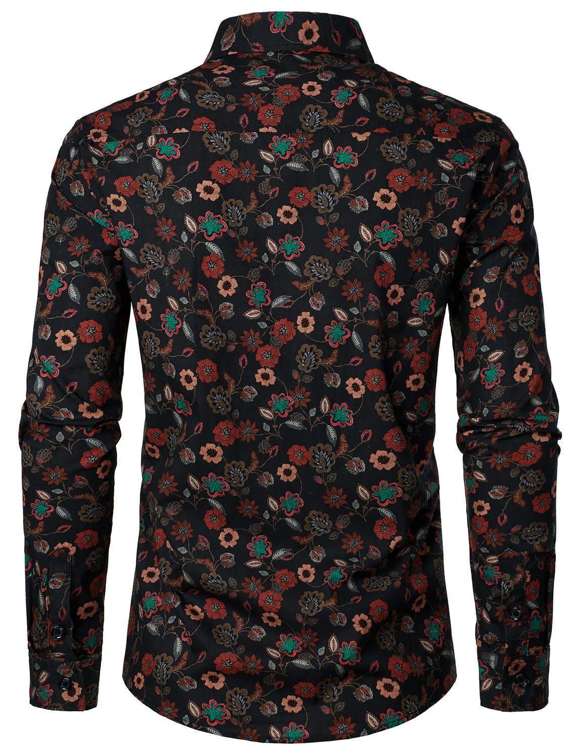 Men's Floral Button Up Vintage Long Sleeve Casual Dress Shirt