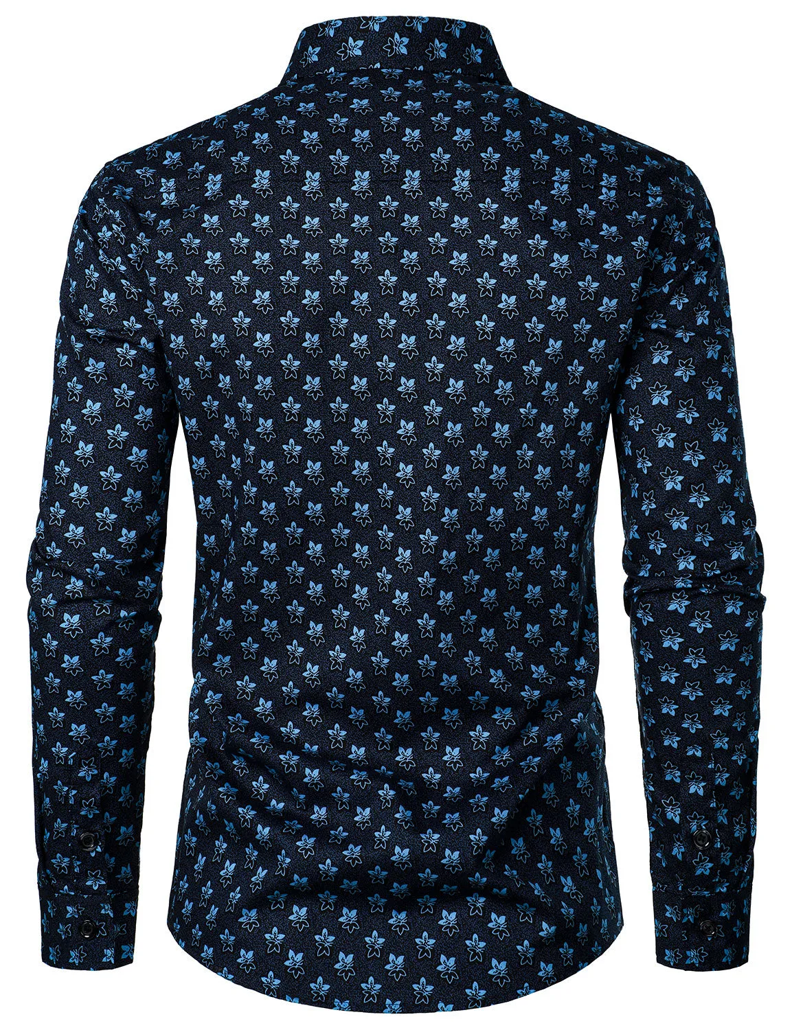 Men's Floral Casual Cotton Long Sleeve Button Up Dress Shirt