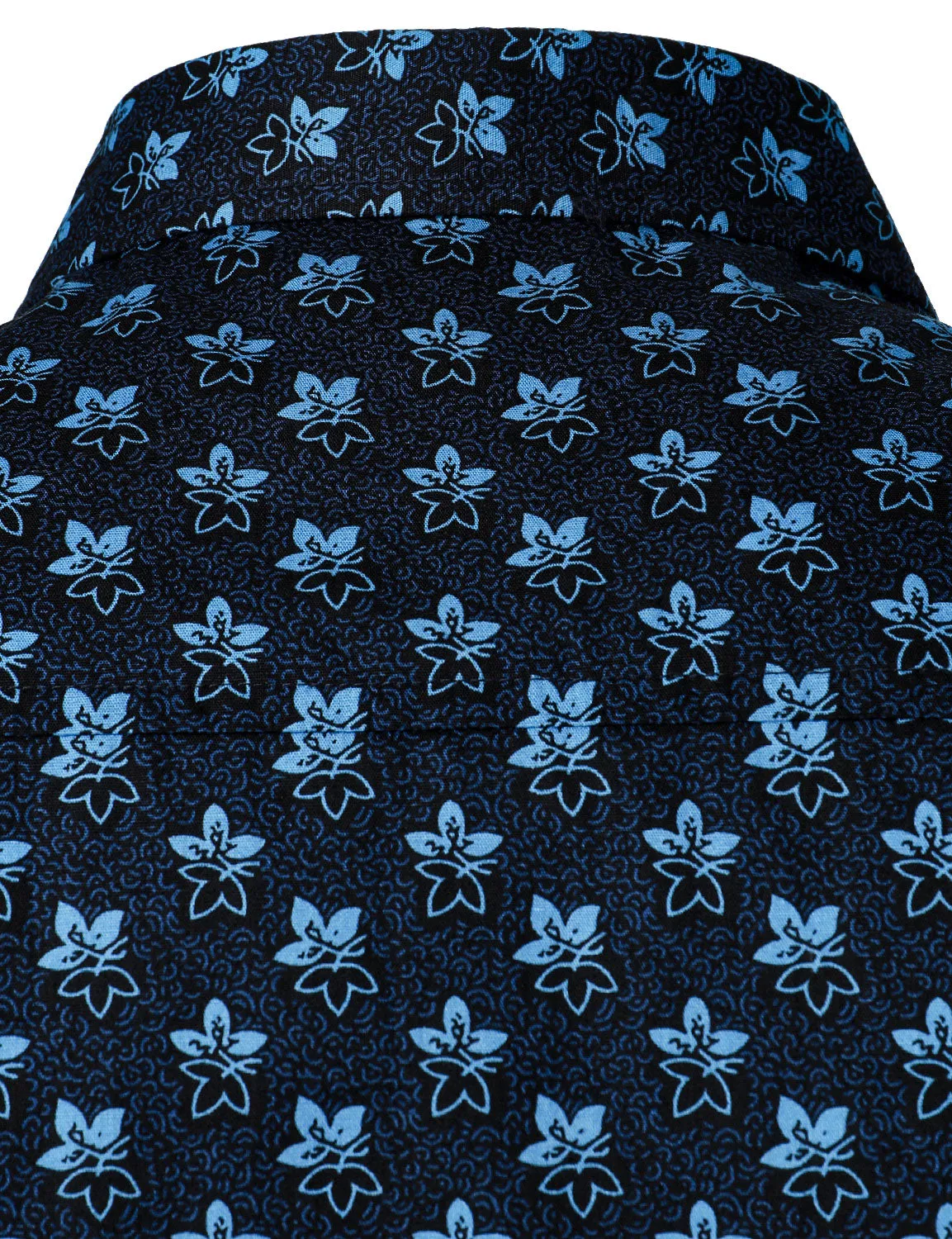 Men's Floral Casual Cotton Long Sleeve Button Up Dress Shirt
