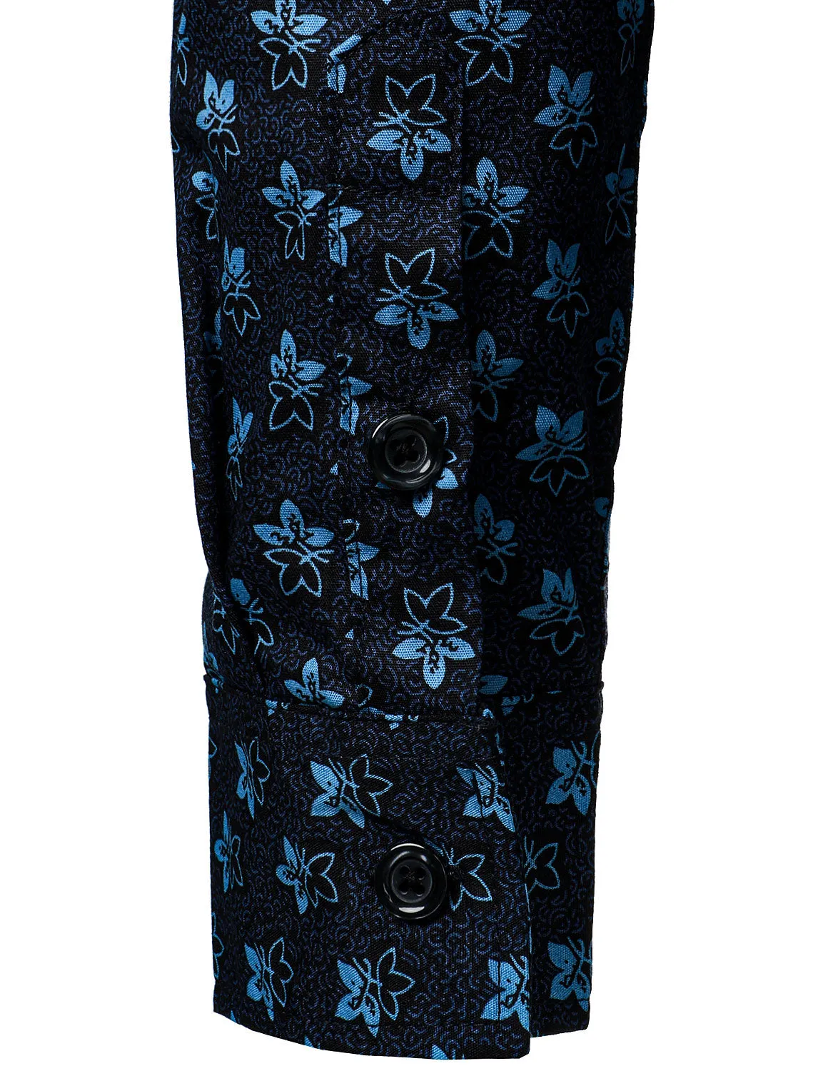 Men's Floral Casual Cotton Long Sleeve Button Up Dress Shirt