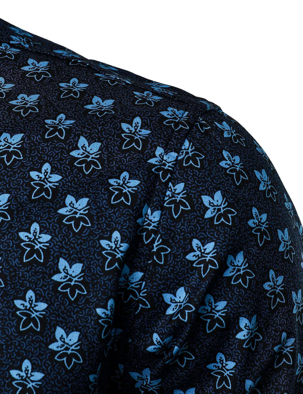 Men's Floral Casual Cotton Long Sleeve Button Up Dress Shirt