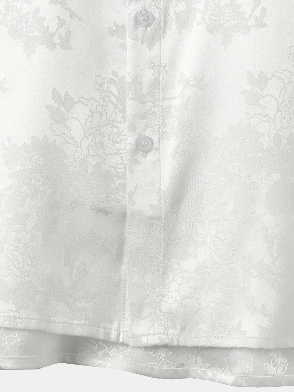 Men's Jacquard Pocket Silk Satin Floral Short Sleeve Shirt